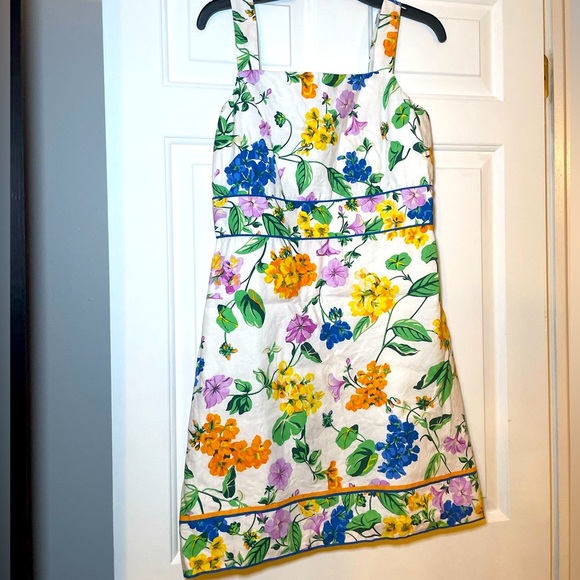Ann Taylor Dresses & Skirts - Ann Taylor Womans Floral Linen/Cotton Dress White Size 6P Colorful Sleeveless
